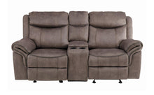 Load image into Gallery viewer, Homelegance Furniture Aram Double Glider Reclining Loveseat in Dark Brown 8206NF-2 image
