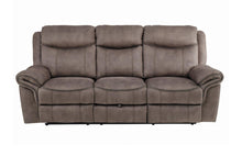 Load image into Gallery viewer, Homelegance Furniture Aram Double Glider Reclining Sofa in Dark Brown 8206NF-3 image
