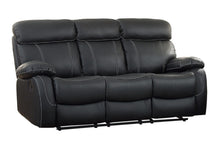 Load image into Gallery viewer, Homelegance Furniture Pendu Double Reclining Sofa in Black 8326BLK-3 image
