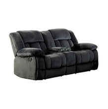 Load image into Gallery viewer, Homelegance Furniture Laurelton Double Glider Reclining Loveseat w/ Center Console in Charcoal 9636CC-2 image
