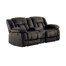 Load image into Gallery viewer, Homelegance Furniture Laurelton Double Glider Reclining Loveseat w/ Center Console in Chocolate 9636-2 image
