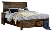 Load image into Gallery viewer, Jerrick Queen Sleigh Platform Bed with Footboard Storage in Burnished Brown 1957-1* image
