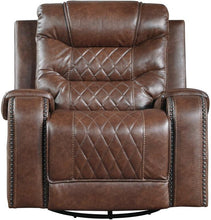 Load image into Gallery viewer, Homelegance Furniture Putnam Swivel Glider Reclining Chair in Brown 9405BR-1 image
