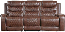 Load image into Gallery viewer, Homelegance Furniture Putnam Double Reclining Sofa with Drop-Down in Brown 9405BR-3 image
