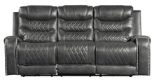 Load image into Gallery viewer, Homelegance Furniture Putnam Double Reclining Sofa with Drop-Down in Gray 9405GY-3 image
