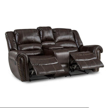 Load image into Gallery viewer, Homelegance Furniture Center Hill Double Glider Reclining Loveseat w/ Center Console in Dark Brown 9668BRW-2

