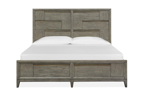 Magnussen Furniture Atelier Queen Panel Bed in Nouveau Grey, Palladium Metal image