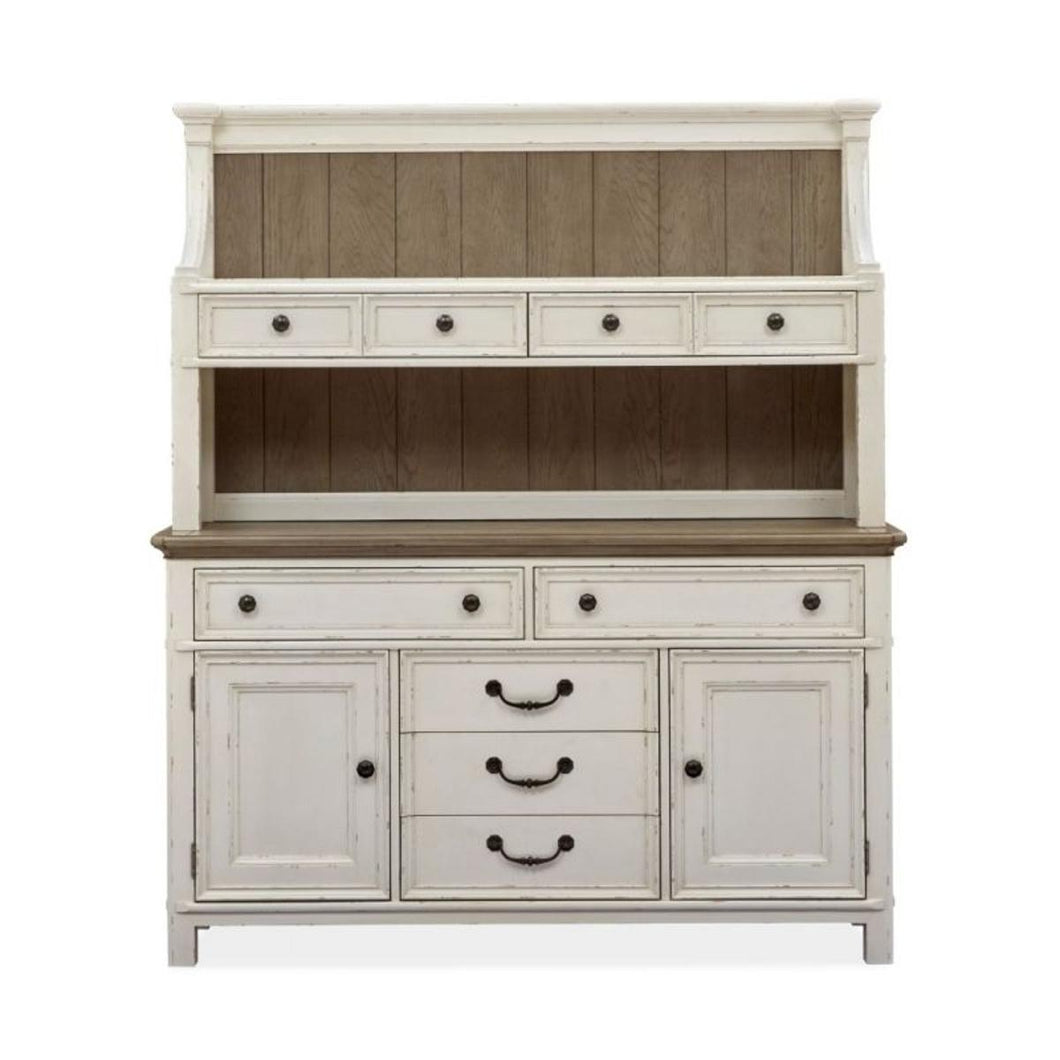 Magnussen Furniture Bellevue Manor Buffet with Hutch in White Weathered Shutter image