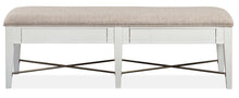Load image into Gallery viewer, Magnussen Furniture Heron Cove Bench with Upholstered Seat in Chalk White
