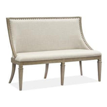 Load image into Gallery viewer, Magnussen Furniture Lancaster Bench with Upholstered Seat and Back in Dovetail Grey image
