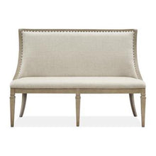 Load image into Gallery viewer, Magnussen Furniture Lancaster Bench with Upholstered Seat and Back in Dovetail Grey
