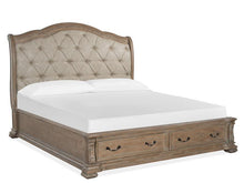 Load image into Gallery viewer, Magnussen Furniture Marisol King Upholstered Sleigh Storage Bed in Fawn/Graphite image
