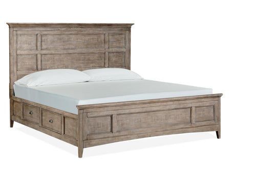 Magnussen Furniture Paxton Place California King Panel Bed with Storage Rails in Dovetail Grey image