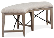 Load image into Gallery viewer, Magnussen Furniture Paxton Place Curved Bench w/ Upholstered Seat in Dovetail Grey
