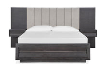 Load image into Gallery viewer, Magnussen Furniture Wentworth Village California King Wall Upholstered Bed with Storage Footboard in Sandblasted Oxford Black image
