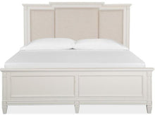 Load image into Gallery viewer, Magnussen Furniture Willowbrook Cal King Panel Bed with Upholstered Headboard in Egg Shell White
