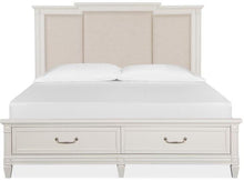 Load image into Gallery viewer, Magnussen Furniture Willowbrook Cal King Storage Bed with Upholstered Headboard in Egg Shell White
