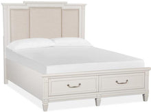 Load image into Gallery viewer, Magnussen Furniture Willowbrook Queen Storage Bed with Upholstered Headboard in Egg Shell White image
