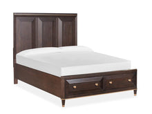 Load image into Gallery viewer, Magnussen Furniture Zephyr Queen Panel Storage Bed in Sable image
