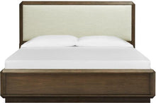 Load image into Gallery viewer, Magnussen Furniture Nouvel Cal King Panel Bed w/Upholstered Headboard in Russet image
