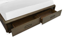 Load image into Gallery viewer, Magnussen Furniture Nouvel Cal King Panel Storage Bed w/Upholstered Headboard in Russet
