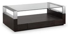 Load image into Gallery viewer, Magnussen Revere Rectangular Cocktail Table with Casters in Graphite and Chrome image
