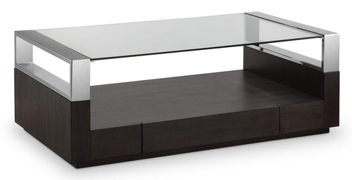 Magnussen Revere Rectangular Cocktail Table with Casters in Graphite and Chrome image