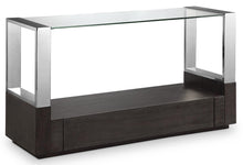 Load image into Gallery viewer, Magnussen Revere Rectangular Sofa Table in Graphite and Chrome image
