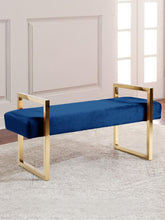 Load image into Gallery viewer, Olivia Navy Velvet Bench
