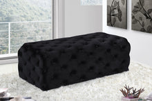 Load image into Gallery viewer, Casey Black Velvet Ottoman/Bench
