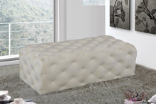 Load image into Gallery viewer, Casey Cream Velvet Ottoman/Bench
