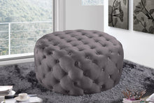 Load image into Gallery viewer, Addison Grey Velvet Ottoman/Bench
