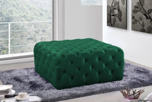Load image into Gallery viewer, Ariel Green Velvet Ottoman/Bench
