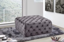 Load image into Gallery viewer, Ariel Grey Velvet Ottoman/Bench
