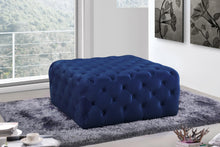 Load image into Gallery viewer, Ariel Navy Velvet Ottoman/Bench
