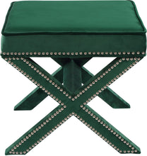 Load image into Gallery viewer, Nixon Green Velvet Ottoman/Bench

