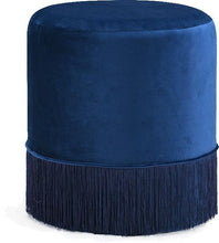 Load image into Gallery viewer, Teddy Navy Velvet Ottoman/Stool image
