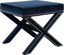 Load image into Gallery viewer, Nixon Navy Velvet Ottoman/Bench image
