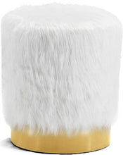 Load image into Gallery viewer, Joy White Faux Fur Ottoman/Stool image
