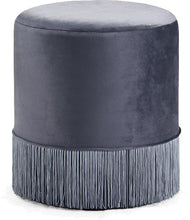 Load image into Gallery viewer, Teddy Grey Velvet Ottoman/Stool image

