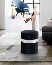 Load image into Gallery viewer, Hailey Black Velvet Ottoman/Stool
