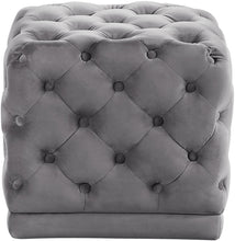 Load image into Gallery viewer, Stella Grey Velvet Ottoman/Stool image
