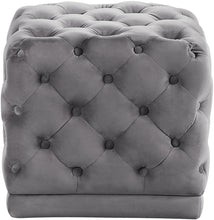 Load image into Gallery viewer, Stella Grey Velvet Ottoman/Stool
