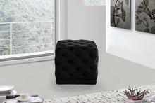 Load image into Gallery viewer, Stella Black Velvet Ottoman/Stool
