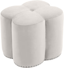 Load image into Gallery viewer, Clover Cream Velvet Ottoman image
