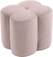 Load image into Gallery viewer, Clover Pink Velvet Ottoman image
