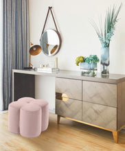 Load image into Gallery viewer, Clover Pink Velvet Ottoman
