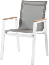 Load image into Gallery viewer, Nizuc Grey Mesh Waterproof Fabric Outdoor Patio Aluminum Mesh Dining Arm Chair
