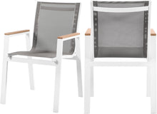Load image into Gallery viewer, Nizuc Grey Mesh Waterproof Fabric Outdoor Patio Aluminum Mesh Dining Arm Chair image
