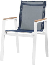 Load image into Gallery viewer, Nizuc Navy Mesh Waterproof Fabric Outdoor Patio Aluminum Mesh Dining Arm Chair
